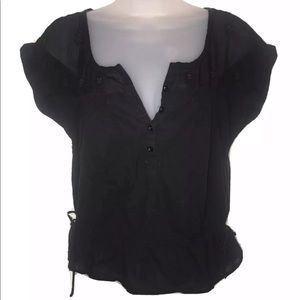 AE black sheer embroidered boho style top